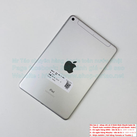 iPad Mini 5 Wifi and cellular Sliver 256Gb 99% mã sp 28793.
