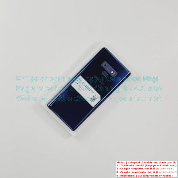 Note 9 màu Blue 128Gb Quốc tế (trừ sim mạng au) chip Snapdragon 845 Ram 6GB pin 4000mAh, hình thức 98% mã sp 18244.