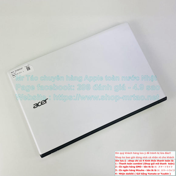 Acer Aspire E5-575 15.6inch  màu White Core i5 7200U Ram 8GB hình thức 99% mã sp 57600.