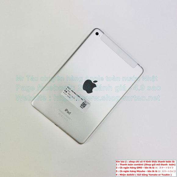 iPad Mini 4 Wifi+ Sim Silver 128Gb hình thức 99% mã sp 52407.